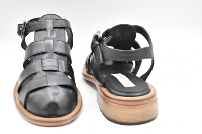 Shop Ernesto Dolani Black Leather Sandals In Grey