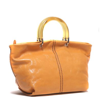 Shop Plinio Visona' Orange Patent Leather Shoulder Bag