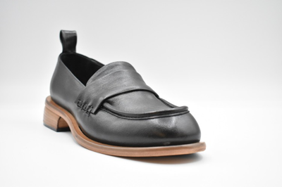Shop Ernesto Dolani Black Leather Flat Shoes In Grey