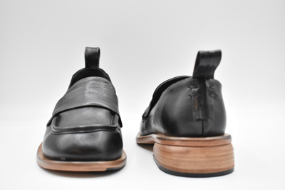 Shop Ernesto Dolani Black Leather Flat Shoes In Grey