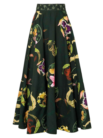 Shop Agua By Agua Bendita Women's Bergamota Marina Floral Cotton Maxi Skirt In Neutral