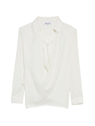 Shop Callas Milano Women's Misia Cowlneck Draped Front Shirt In White
