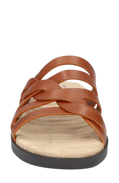 Easy Street Sheri Womens Comfort Insole Open Toe Slide Sandals In Cognac