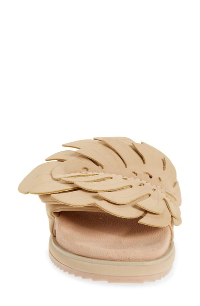 Shop Farm Rio Monstera Anatomical Slide Sandal In Almond