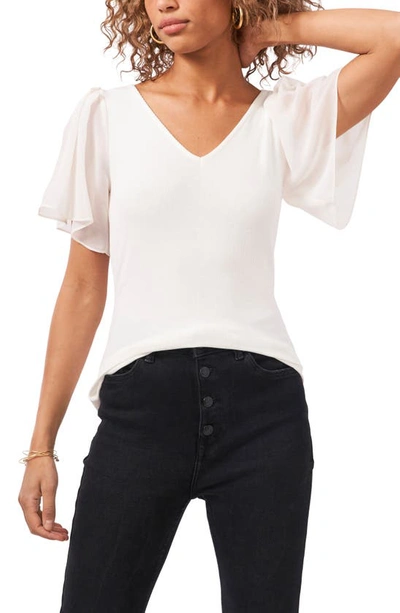 Shop 1.state Flutter Sleeve Rib Knit T-shirt In Soft Ecru