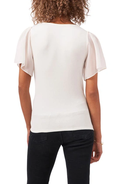 1.state Flutter Sleeve Rib Knit T-shirt In Soft Ecru
