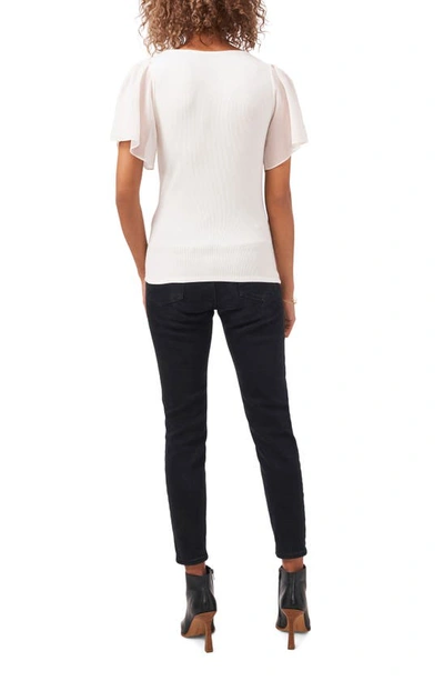 1.state Flutter Sleeve Rib Knit T-shirt In Soft Ecru