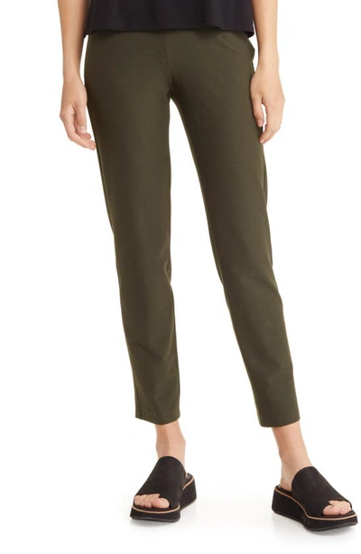 Shop Eileen Fisher Slim Knit Ankle Pants In Woodland