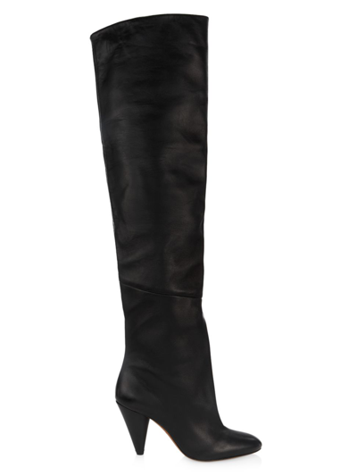 Shop Proenza Schouler Women's Cone 85mm Leather Over-the-knee Boots In Black