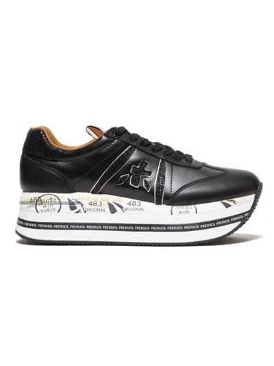Shop Premiata Beth Sneaker In Black Leather And Nylon