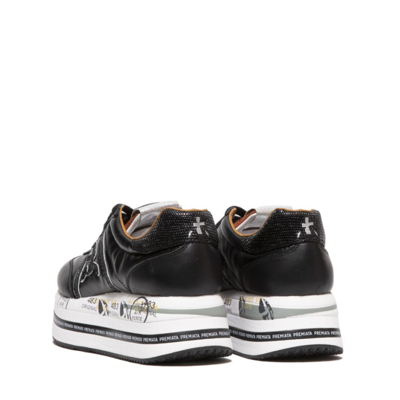 Shop Premiata Beth Sneaker In Black Leather And Nylon