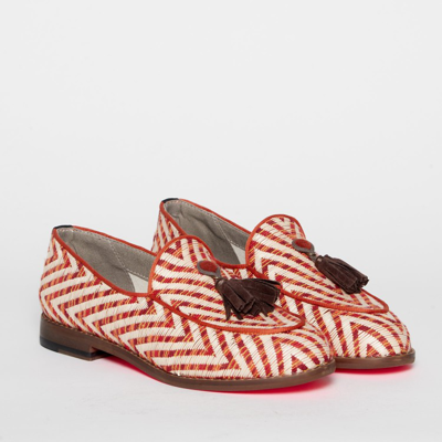 Shop Dotz Moccasin In Cream And Red Fabric