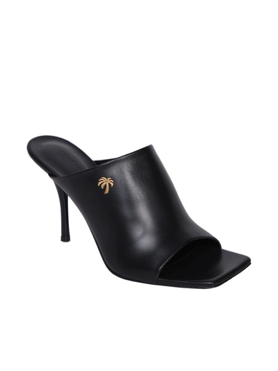 Shop Palm Angels Black Sandal With Heel