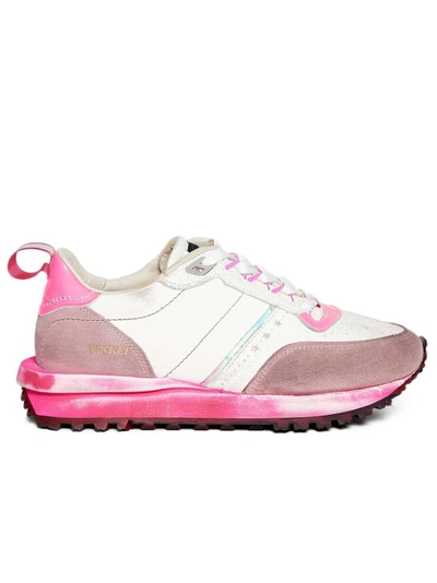 Shop Hidnander Tenkei Sneakers In White And Fuchsia Leather