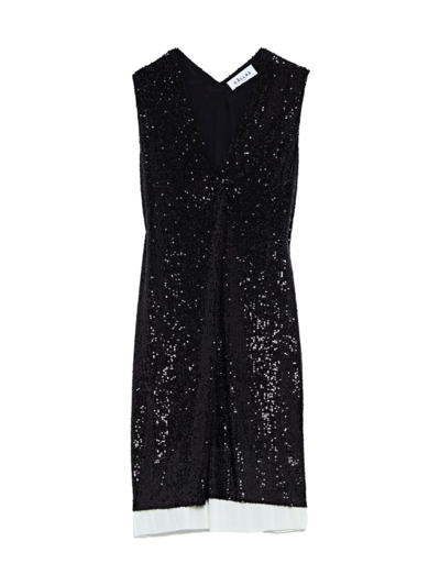 Shop Callas Milano Women's Ajour Relaxed Sequin Tunic Dress With Pleated Hem In Black