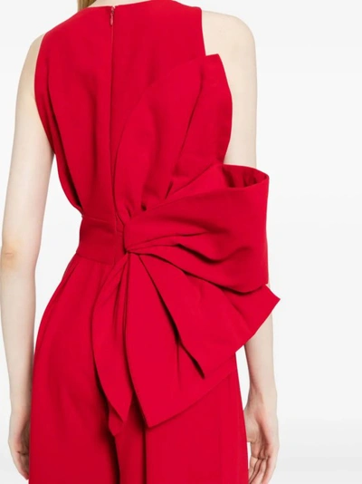 Shop Saiid Kobeisy Oversized-bow Crepe Jumpsuit In Red