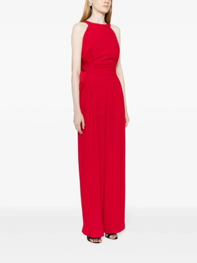 Shop Saiid Kobeisy Oversized-bow Crepe Jumpsuit In Red