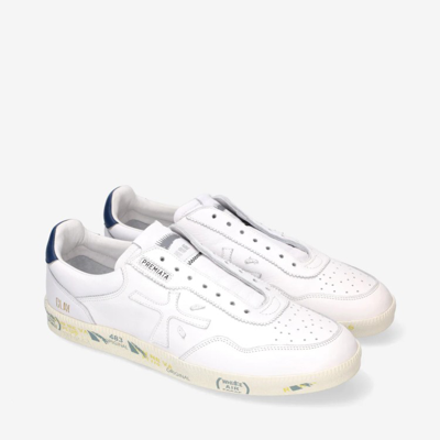 Shop Premiata White Leather Sneakers