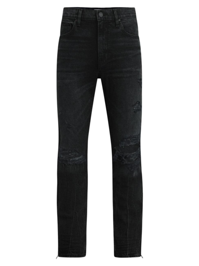Shop Hudson Men's Walker Stretch Flare Jeans In Destructed Black