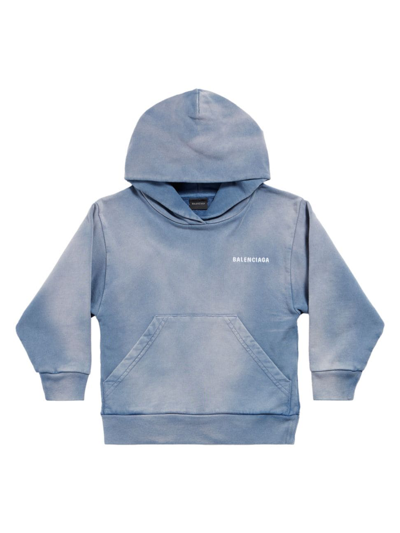 Shop Balenciaga Little Kid's & Kid's Hoodie In Blue White