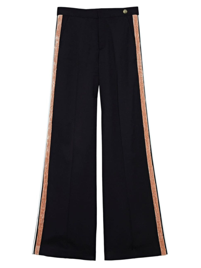 Shop Callas Milano Women's Viva Wide Leg Trousers With Tuxedo Stripe In Black