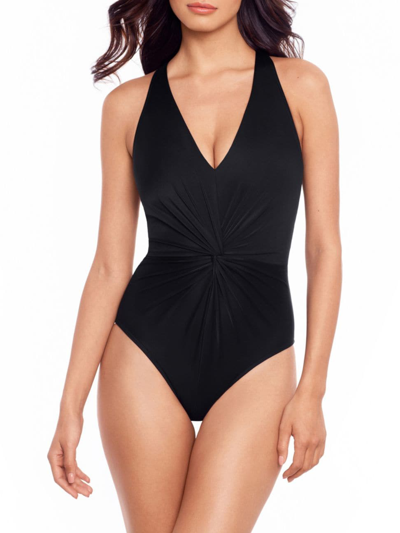 Shop Magicsuit Swim, Plus Size Women's Solids Drew Twisted One-piece Swimsuit In Black