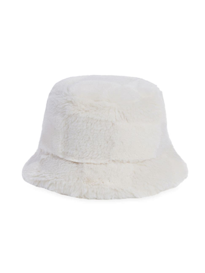 Shop Apparis Women's Gilly Checkerboard Shearling Bucket Hat In Ivory Checker