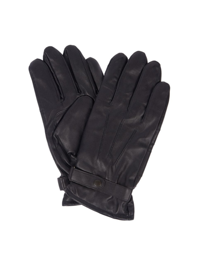Shop Barbour Men's Leather Gloves In Black