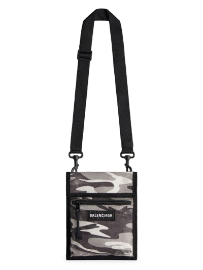 Shop Balenciaga Men's Pouch With Strap Camo Print In Grey