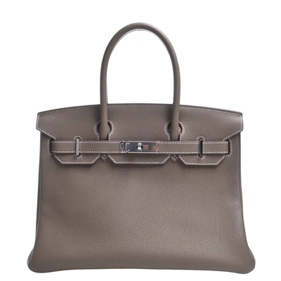 Shop Hermes Hermès Birkin 30 Grey Leather Handbag ()