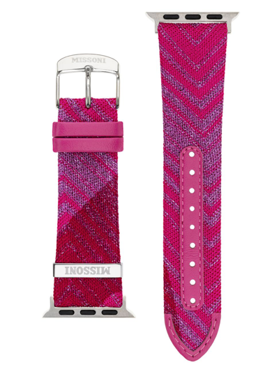 Shop Missoni Men's  Fabric Zigzag Apple Watch Band/22mm In Neutral