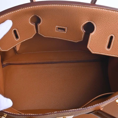 Shop Hermes Hermès Birkin 35 Brown Leather Handbag ()