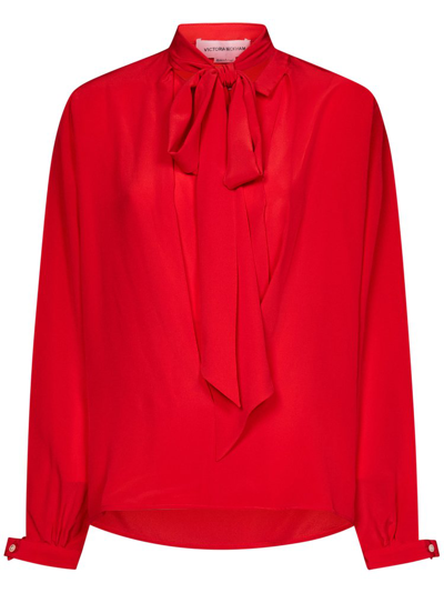 Shop Victoria Beckham Scarf Neck Blouse In Red