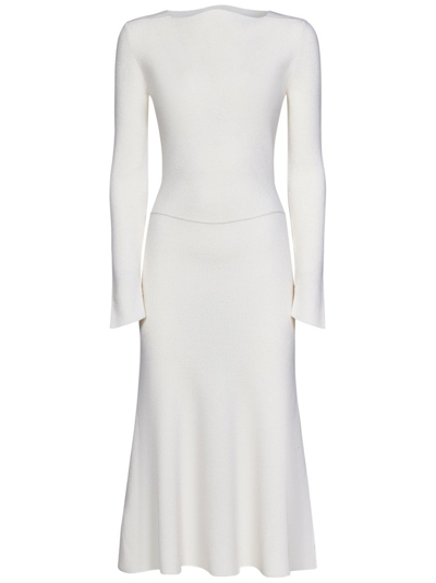 Shop Victoria Beckham Knitted Circle Panel Dress In White