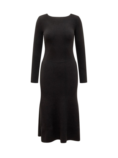 Shop Victoria Beckham Knitted Circle Panel Dress In Black