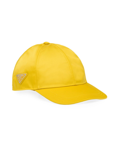 Shop Prada Women's Re-nylon Baseball Cap In Yellow