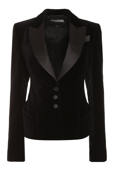 Shop Tom Ford Single Breasted Tailored Velvet Blazer In Black