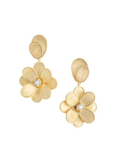 Shop Marco Bicego Women's Petali 18k Yellow Gold & Diamond Flower Drop Earrings