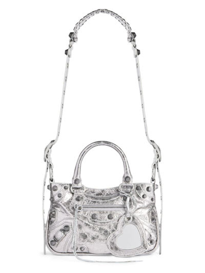 Shop Balenciaga Women's Neo Cagole Small Bag Metallized In Silver