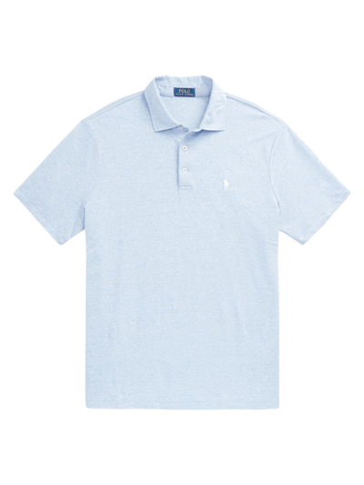 Shop Polo Ralph Lauren Men's Linen Oxford Polo Shirt In Blue Heather