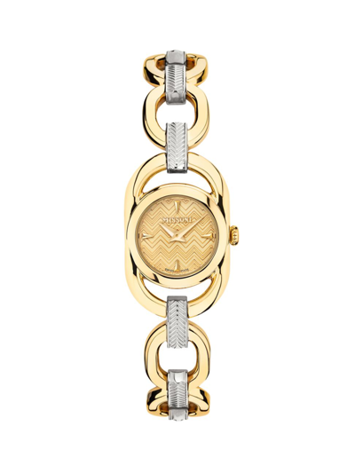 Shop Missoni Women's  Gioiello Chain Two-tone Stainless Steel Bracelet Watch/22.8mm In Gold