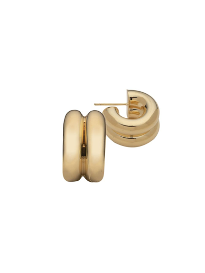 Shop Jennifer Zeuner Jewelry Women's Rosie 18k-gold-plated Huggie Hoop Earrings In Yellow Gold