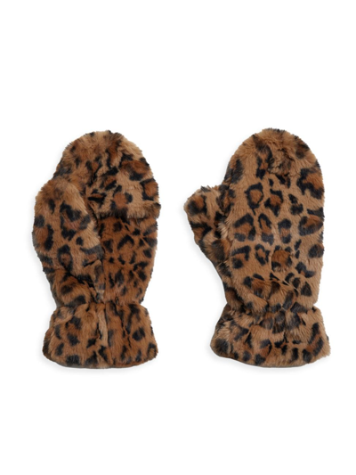 Shop Apparis Women's Coco Faux Fur Flip-top Mittens In Leopard