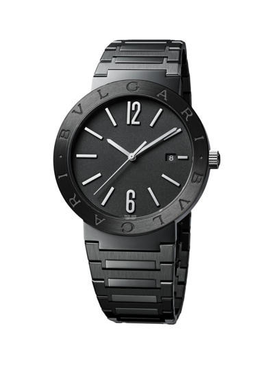 Shop Bvlgari Men's   Black Stainless Steel Bracelet Watch/41mm