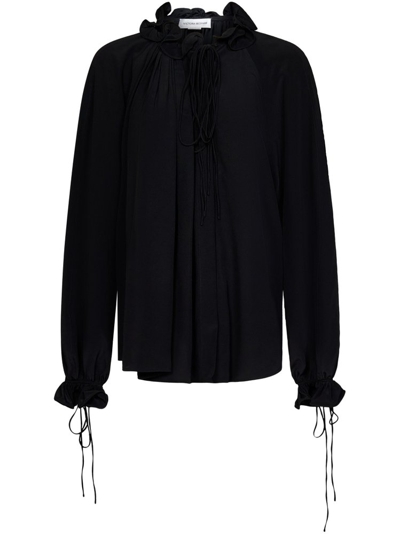 Shop Victoria Beckham Ruched Detailed Blouse In Black