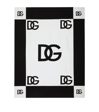 Shop Dolce & Gabbana Cotton Logo Throw (133cm X 173cm) In Multi