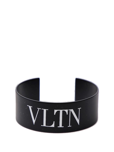 Shop Valentino Vltn Logo Printed Bracelet In Black
