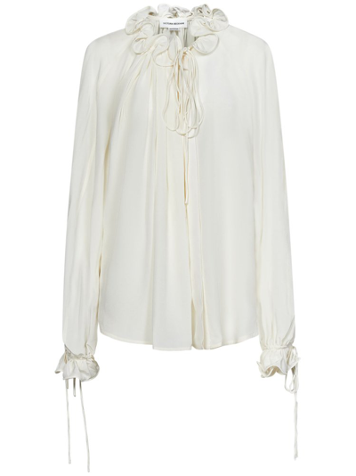 Shop Victoria Beckham Ruched Detailed Blouse In White