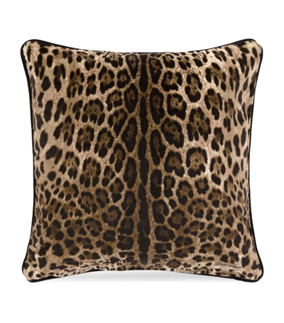 Shop Dolce & Gabbana Cotton Leopard Cushion (60cm X 60cm) In Multi