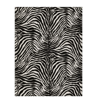Shop Dolce & Gabbana Wool-silk Zebra Print Blanket (140cm X 180cm) In Multi